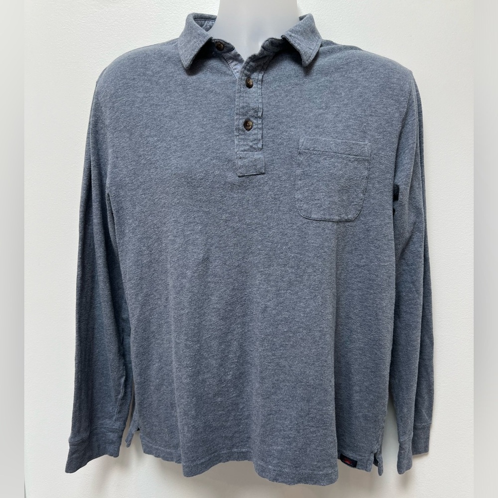 Faherty long-sleeve polo in heathered blue | medium (fits like a small)